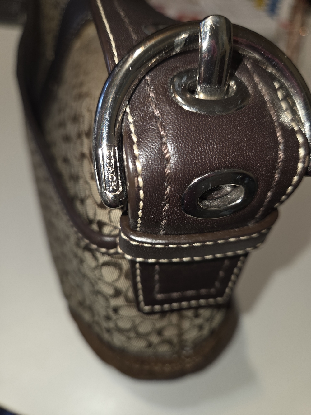 Coach Signature Jacquard Brown Shoulder Bag - Picture 9 of 9